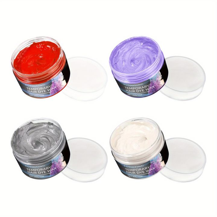 4-Pack Temporary Hair Dye Wax Set, Long-Lasting Styling Solution for Normal Hair, Easy to Apply and Wash Out, Versatile Hair Color Mousse with Styling Tools & Accessories Effect
