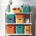 1/2 Pcs Plastic Storage Bins, Stackable Baskets with Lid and Handle,Colorful Desktop Box Cubby Containers. 