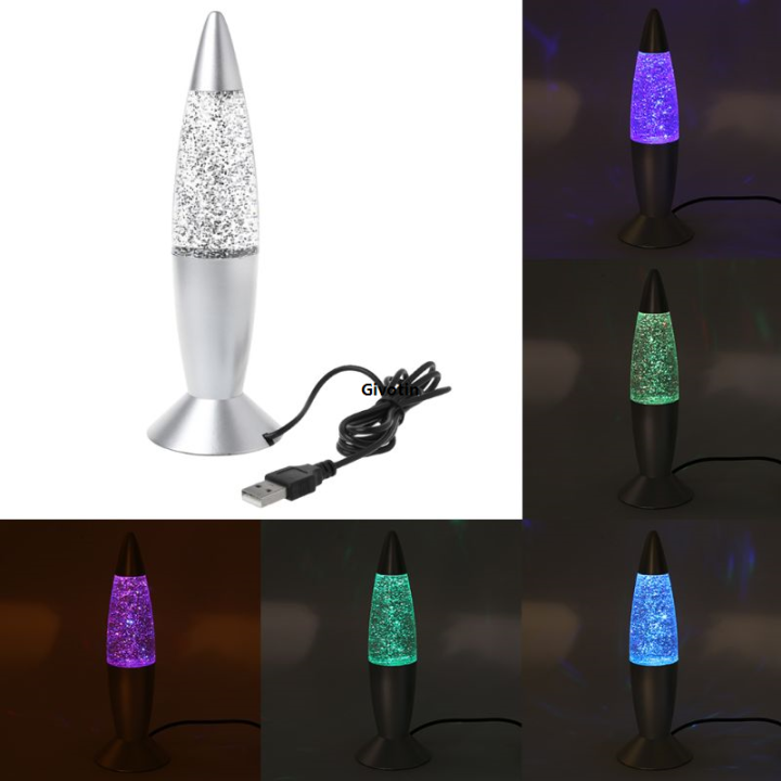 【PrimePicks123】New Brand 1pc 3D Rocket Multi Color Changing Lamp RGB LED Glitter Party Mood Night Light Christmas Bedside Night lamp
