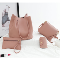 4Pcs/set Soft Faux Leather Shoulder Bag Solid Color Women Handbag Purse Set. 