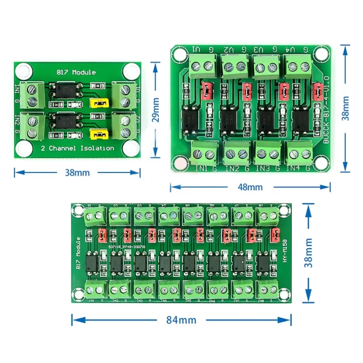 PC817%202%204%208%20Channel%20Optocoupler%20Isolation%20Board%20Voltage%20Converter%20Adapter%20Module%203.6-30V%20Driver%20Photoelectric%20Isolated%20Module%20-%20Image%202
