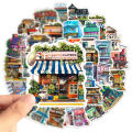 20pcs Store Front Stickers Japanese Retro Shop Front Books Stickers for Laptop Scrapbook Journal Kids Girls Boys Stickers. 