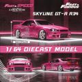 fast and furious cars PreSale FS 1:64 Skyline GTR R34 High Wing SUKI Pink Diecast Diorama Car Model Collection Miniature Carro Fast Speed. 