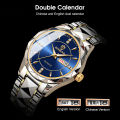 LouisWill Fashion Men Quartz Watches Double Calendar Men's Commercial Steel Strip Watches 30M Waterproof Luxury Business Wristwatches With Luminous for Outdoor Business Travel Exercise. 