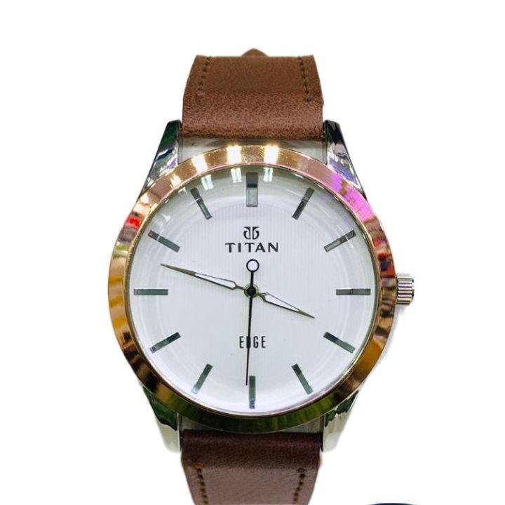 Titan White Dial brown Band Analog Watch For Men | YS7AA |