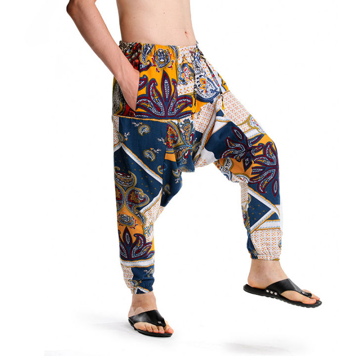 Yfashion%20Men%20Cotton%20Harem%20Pants%20Summer%20Plus%20Size%20Ethnic%20Style%20Printing%20Cotton%20Linen%20Pants%20Casual%20Loose%20Drop%20Crotch%20Trouser%20-%20Image%2010