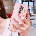 For Xiaomi Redmi 9 Back Cover with Love Heart Chain Wrist Strap Fashion Bracelet Shiny Plating Bumper Protective Case Silicone Shockproof Mobile Phone Cases. 