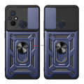 PlusCase for Xiaomi Redmi 12C Phone Casing Slide Lens Armor Case Shockproof Stand Holder Camera Protect Back Cover. 