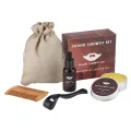 4pcs/set Beard Growth Kit Hair Enhancerbeard Essential Oil Moisturizing Hair Wax Roller Comb For Men Barbe Beard Styling Care. 
