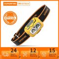 SUPERFIRE HL05-S Powerful LED Headlamp Yellow/White Light Camping Lantern Motion Sensor Rechargeable Stepless Dimming Head Lamp. 
