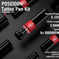 POSEIDON Tattoo Pen Set Tattoo Machine Kit Tattoo Pen Rotary Tattoo Machine with 40pcs Tattoo Cartridge , and Tattoo Inks Practice Skin Tattoo Kit Professional Tattoo Machine Tool for Body Art. 