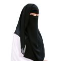 Women and girls Hijab black color Double Layer Niqab Veil Face Cover Scarf Shawl. 