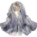 High Quality Female Pretty Scarf Sunscreen Shawl Seaside Beach Flower Design Georgette Thin Silk Scarf Women Scarves Wholesale. 