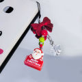 Christmas Mobile Phone Charm Strap Chain Lanyard Cute Red Blue Wood Acrylic Bead Jewelry Women Girl Wristlet Keychain Gifts. 
