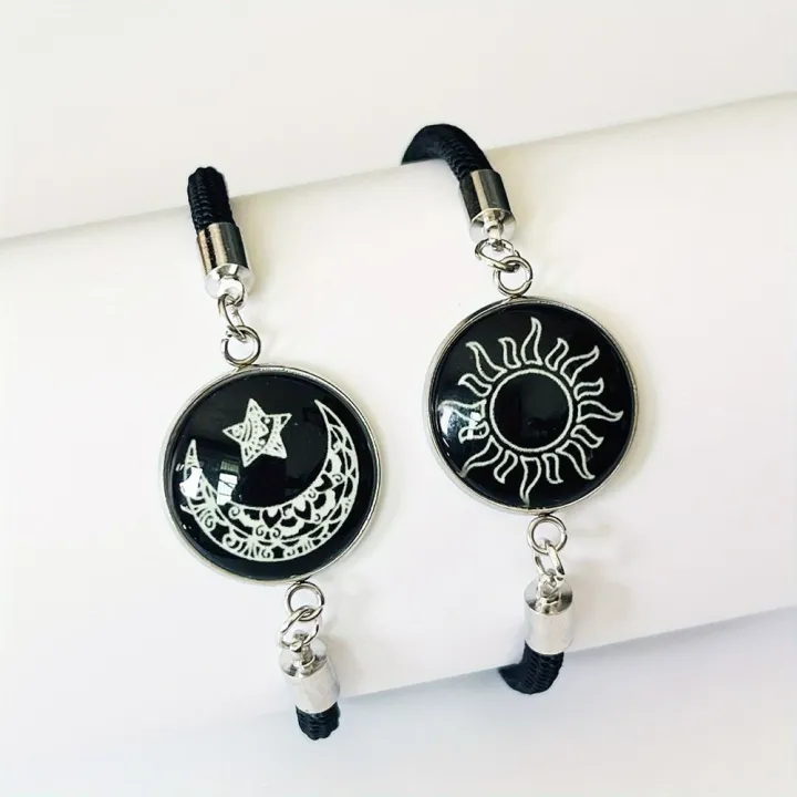 1%20pair%20Casual%20Accessory%20Sun%20Moon%20Pattern%20Couple%20Bracelet%20Luminous%20Punk%20Braided%20Bracelet%20Adjustable%20Rope%20Bracelet%20Couple%20Wear%20-%20Image%204