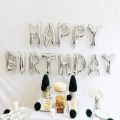 FOIL BALLOON SET HAPPY BIRTH DAY Large SIze  Happy Birthday Party Balloons Decoration 16" Happy Birthday Letter Banner Balloon Party Foil SILVER. 