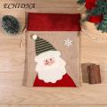 Soft Fabric Gift Bag Christmas Gift Bag Festive Drawstring Candy Wrapping Bags with Snowman/elk/santa Claus Pattern High-quality Fabric Perfect Christmas Pendant Firm Embroidery Gift Bag. 