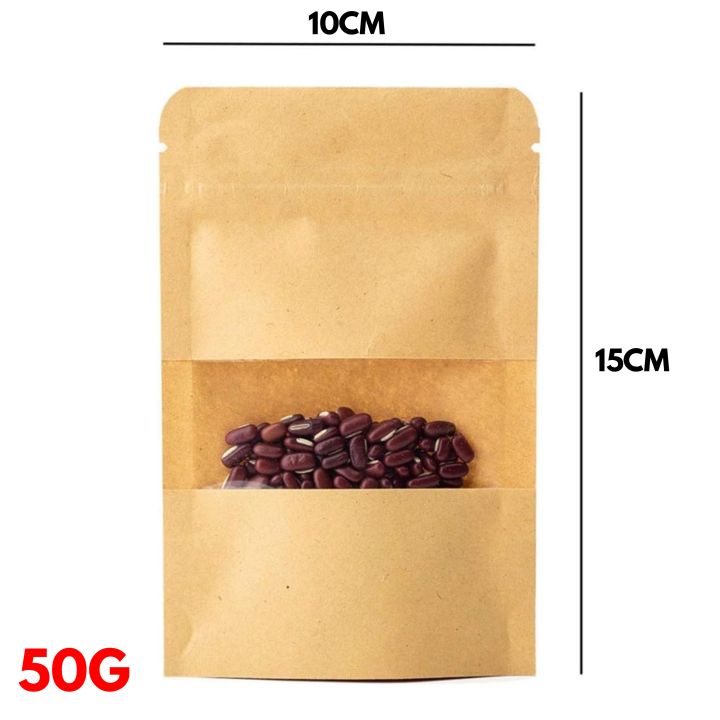 50G%20-%20Kraft%20Paper%20Bag%20Stand%20Up%20Pouch%20Food%20Zip%20Lock%20Packaging%20Window%20(10CM%20x%2015CM%20+%205CM%20=%2050G)%20BROWN%20-%2010%20Bags,%2050%20Bags,%20100%20Bags,%20Available%20-%20Image%206