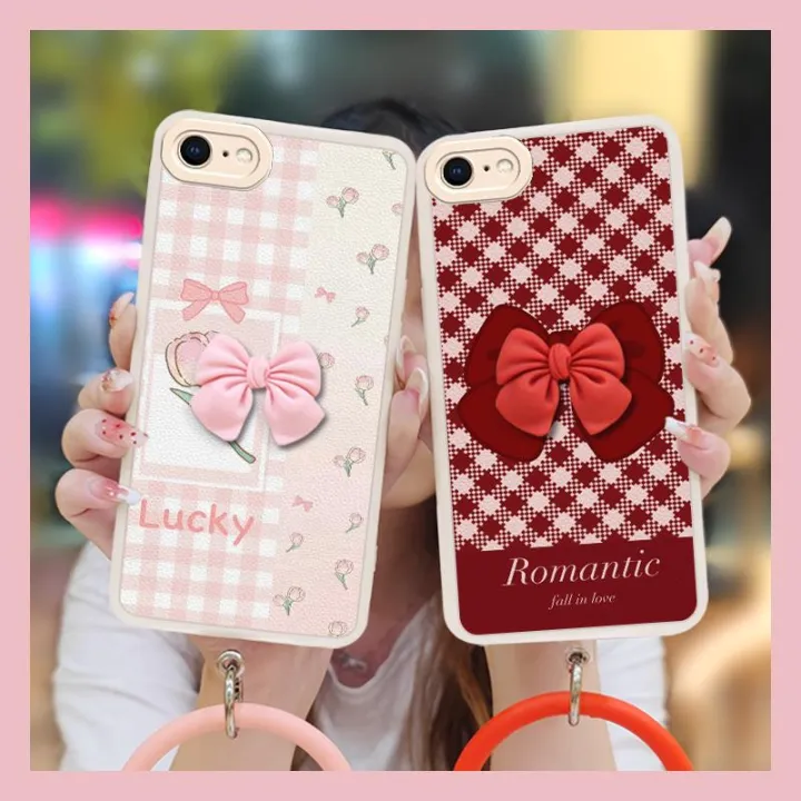 imitation%20leather%20soft%20shell%20Phone%20Case%20For%20iphone%207/8/iphone%20SE%202020/SE2%20Solid%20color%20Back%20Cover%20Dirt-resistant%20bowknot%20-%20Image%207