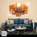 Five (5)Pieces Modern Hd Printed Home Decor Wall Art Picture Frame - Zebras Nature. 