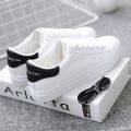 【FOOT SOFA】Women Sneakers Fashion Breathble Vulcanized Shoes Women Pu leather Platform Shoes Women Lace up Casual Shoes White. 