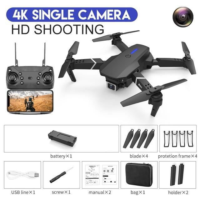 E88 Pro Drone Duale Camera With Fixed Height 4k Wide-angle Camera Aerial Photography Gesture Photo Mini Folding Quadcopter w/ Bag