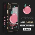 TA for iPhone X Case Shiny Peach Luxury 6D Plating Soft Casing Silicone Square Frame Phone Case Shiny Bling Back Cover + Free Lanyard. 