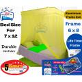Mosquito Net With Stainless Aluminium (Frame 6x8) for ( Bed Size 7x7 to 7x12 ) Durable 1 Quality Fabric 20 Years Frame Warranty. 
