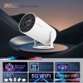 HY300 Auto Keystone Correction Portable Projector, 4K/ 200 ANSI Smart Projector with 2.4/5G WiFi, BT 5.0, 130 Inch Screen, 180 Degree Flip, Round Design, Home Video Projector. 