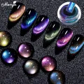 Monja 8ml Nail Art Double Light Cat Eye Magnetic Gel Glitter Nail Art Polish Soak Off UV LED Gel Varnish DIY Nail Art Tools. 