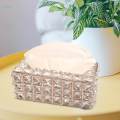 Crystal Tissue Box Cover Decorative Paper Box for Bedroom Dresser Dining Golden. 