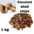 COCONUT SHELL CHIPS1 kg,1 Kg Raw type Natural Coconut shell chips for activated charcoal, cooking and orchids. 