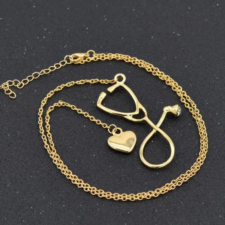 EB Creative Stethoscope Heart Pendant Necklace Nurse Doctor - Main Image