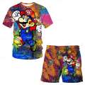 Super Mario bros Tshirt Shorts 2 Pcs Suits Children Clothing Sets Kids T-Shirt Shorts Baby Boys Girls Tops Short Pants Suit 8 Ys. 