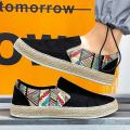 【FOOT SOFA】Men's Summer Linen Breathable Casual Flats Shoes Mens Espadrilles Loafers Fashion Boy Canvas Shoes Fisherman Driving Footwear. 
