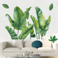 Surface Waterproof Background Home PVC Nursery Strong Stickiness Stickers Mural Art Home Decor Green Leaves Plant. 