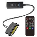 TEUCER LC-S50R Mini Adapter Controller ARGB 5V 3PIN to SATA Interface Extension Cable with Remote Control For PC Fan Light Strip. 