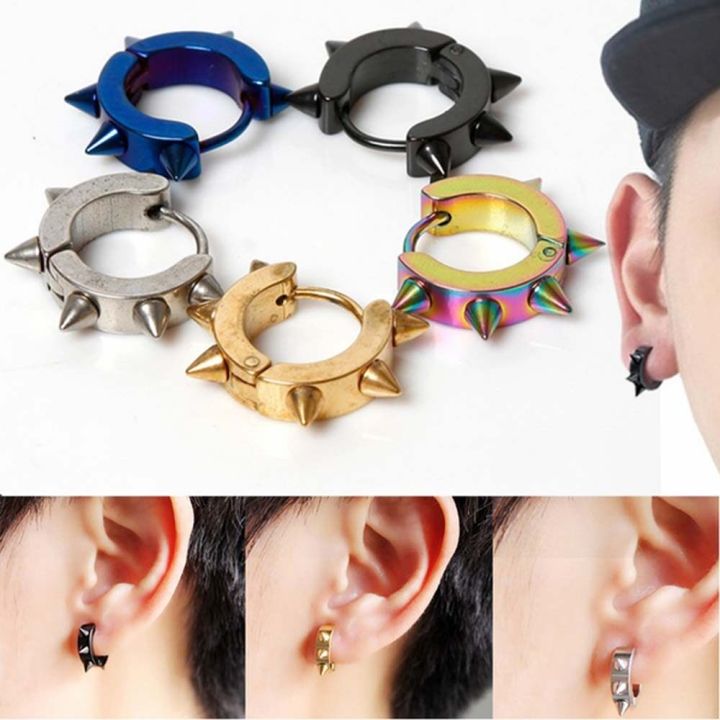 earings%20for%20men%20hikaw%20for%20boys%20earings%20for%20men%202%20Pcs%20Men%20Rivet%20Geometric%20Spike%20Stainless%20Steel%20Fashion%20Stud%20Earring%20Hoop%20Earrings%20Accessories%20Jewelry%20-%20Image%202