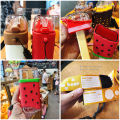 【BestGO】Cute Ice Cream Plastic Water Bottle With Straw Strap Popsicle Water Bottle Watermelon Kettle Leakproof Tritan Bottle BPA  Cu. 