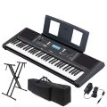 Yamaha PSRE383 Keyboard with Padded Case, Double X Stand, Power Adapter, Book Rest 61-Key Touch Sensitive Portable Keyboard with Power Adapter PSR E 373 Electric piano keyboard organ Musical Instrument Kandy Musical Hub Keyboard with Accessories. 