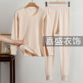 100%Men's and Women's Pure Cotton Long Johns Top & Bottom Thin Suit Cotton Jersey Mid-round Neck Bottoming Middle-Aged and Elderly Thermal Underwear. 