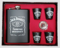 Portable Stainless Steel Jack Daniels Hip Flask with Funnel and four Cups 9OZ. 