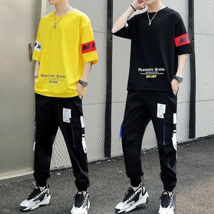Boys%20Suit%20Trendy%20Handsome%20Loose%20Korean%20Style%20Short%20Sleeve%20T%20T-shirt%20Summer%20New%20Fashion%20Brand%20Gym%20Clothes%20Set%20Matching%20-%20Image%203