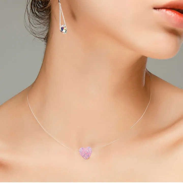 Female%20Transparent%20Fishing%20Line%20Necklace%20Invisible%20Chain%20Small%20Love%20Necklace%20Women%20Resin%20Heart%20Choker%20Necklace%20Collier%20Femme%20-%20Image%204