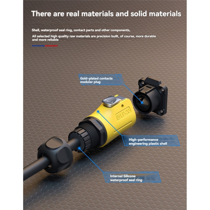 LP-20 RJ45 Waterproof Connector Set CAT6 IP68 Waterproof Connector RJ45 ...