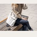 Women Hand Embroidered Quote Tote Bag Greige Cloth. 