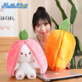 HelloKimi Strawberry Rabbit Plush Cute Bunny 2 In 1 Long Ear Fruit Animal Stuffed Doll Plush Toys Creative Transformation Of Rabbit Doll Plush Doll Reversible Carrot Strawberry Bunny Plush . 
