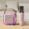 Mini Portable Karaoke Speaker with Wireless Microphone LED Light Karaoke Player K12. 