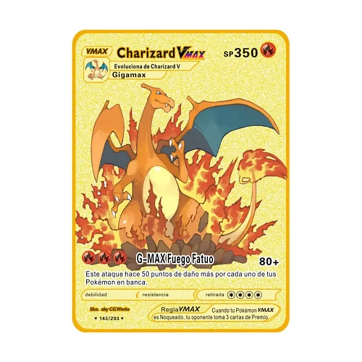 pokemon%20cards%20golden%20Spanish%20Pokemon%20Metal%20Cards%20Pok%C3%A9mon%20Letters%20Charizard%20Pikachu%20V%20VMAX%20Collection%20Gold%20Card%20GX%20Original%20Collection%20Toy%20Kid%20GiftsParty%20Games%20Crafts%20-%20Image%202
