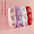 Pair of Gymnastics Crown Girls' Dancing Shoes Satin Soft Sole Cat Claw Shoes Lovely Embroidery Princess Shoes Children. 